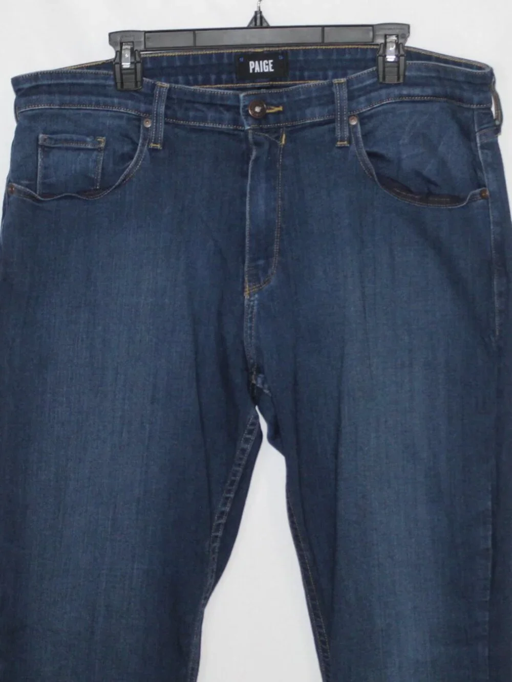 Paige federal dark wash straight leg stretchy jeans